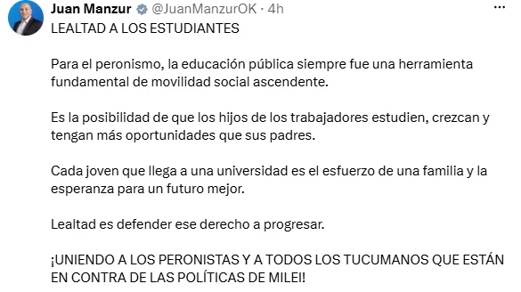 Manzur en el Día de la Lealtad Peronista